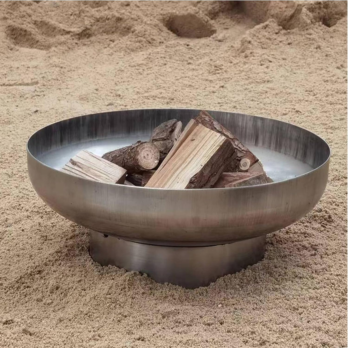 Braciere resistente, braciere basso rotondo a legna, per giardino, veranda, terrazza, campeggio, caminetti in acciaio inox per patio esterno, grande barbecue(Silver,50cm/19.68in)