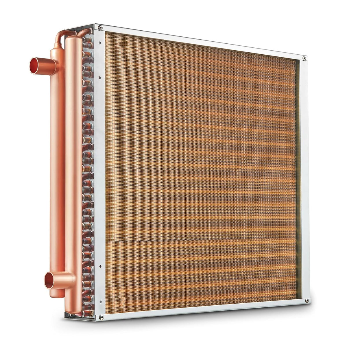 VEVOR Scambiatore di Calore Acqua-Aria, con Alette in Alluminio 242 per Forni a Legna Esterno, Riscaldamento e Raffreddamento Residenziale ad Aria Forzata Porte Rame 3 File 9,53 mm 50,8 x 50,8 cm