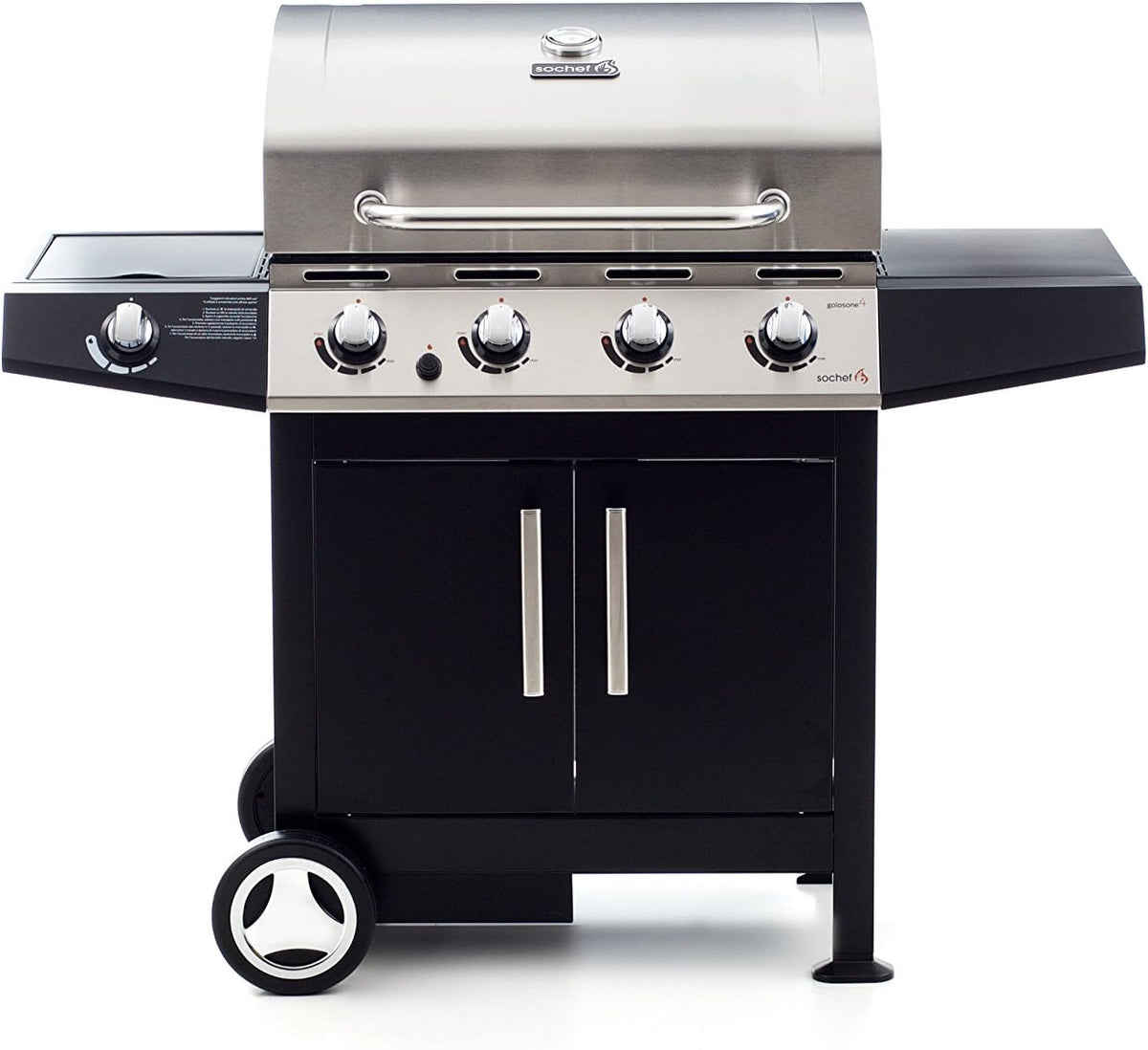 Sochef Golosone 4 Barbecue, Nero/Acciaio, 57x136x115 cm