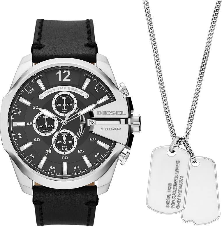 Diesel Chief Series orologio da uomo, movimento cronografo con cinturino in silicone, acciaio inossidabile o pelle