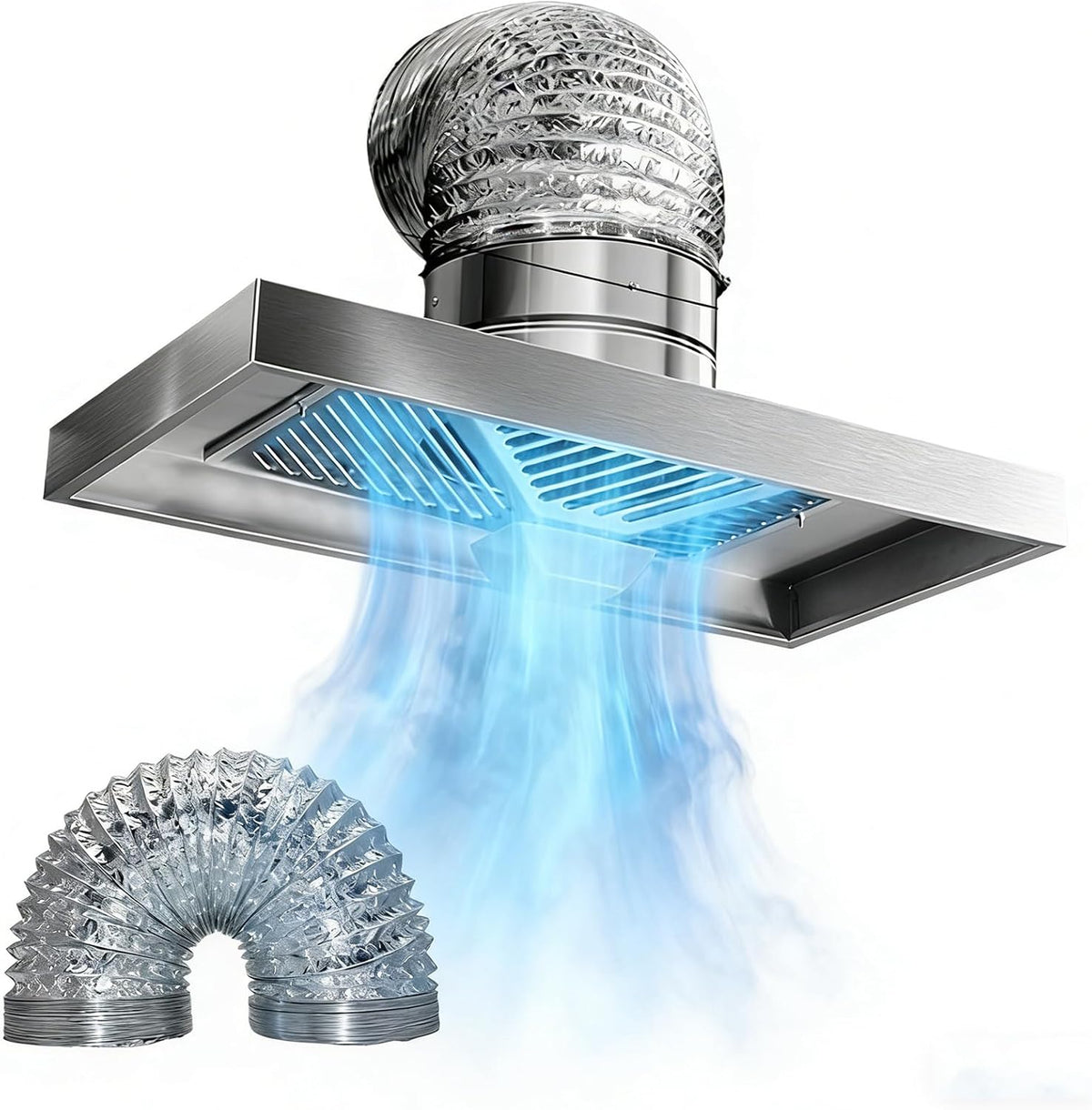 1m Pipe, 220V, Cappa Cucina Aspirante a Parete, Cappuccio per Rimozione Fumi Utilizzato per Eliminare Grandi Quantità di Olio Residuo, Calore, Fumo e Odori di Cucina (8 Pollici)