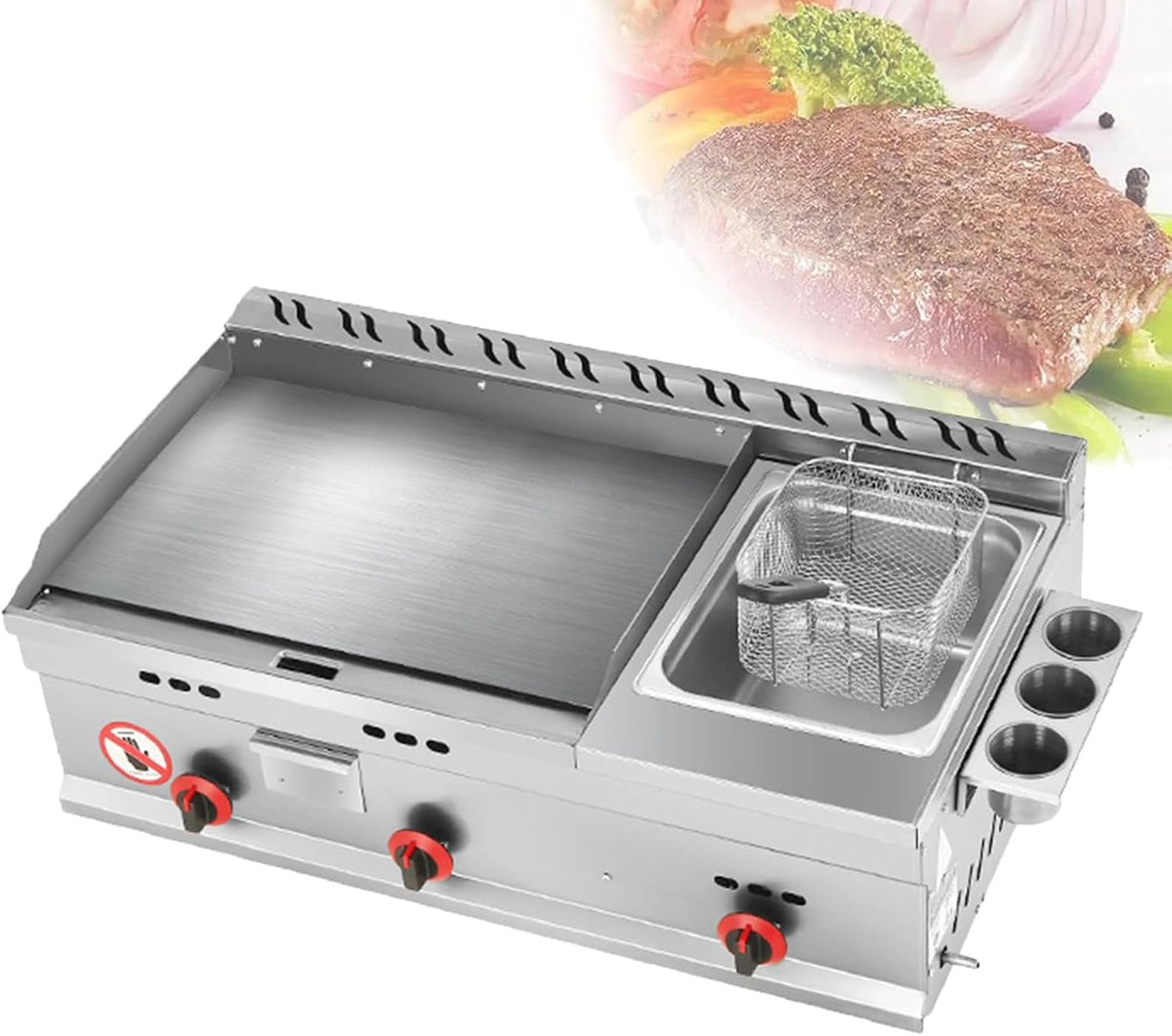 Grill Da Cucina A Gas Gpl Per Catering All'aperto Piastra A Gas Commerciale, Piastra Da Appoggio Con Superficie Piatta Griglia In Acciaio Inossidabile, Paa Teppanyaki Con Temperatura Regolabile