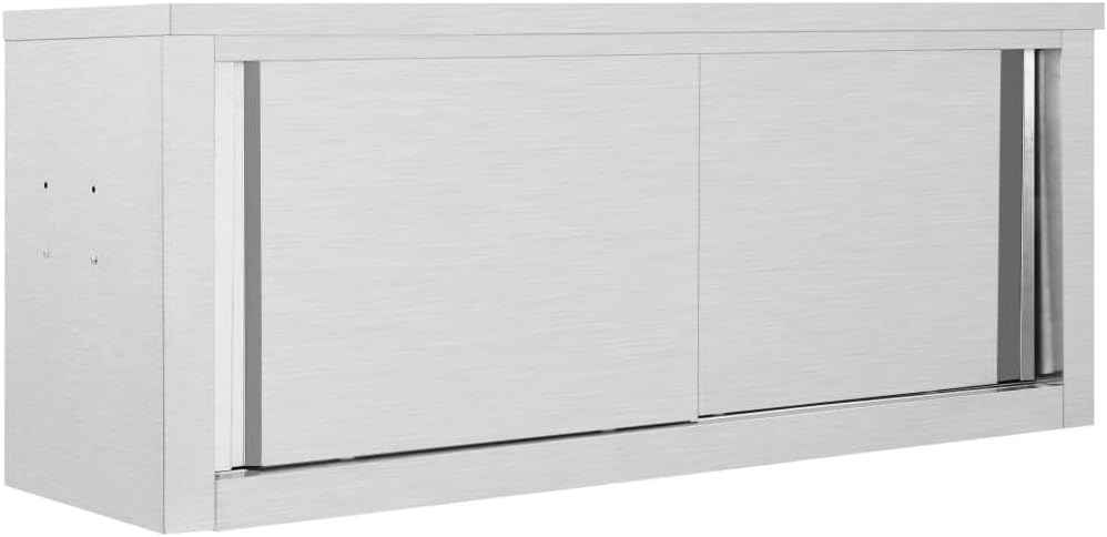 vidaXL Armadio da Cucina con Ante Scorrevoli Igienico Robusto Mobile Credenza Armadietto Pensile Ristoranti in 120x40x50cm Acciaio Inox