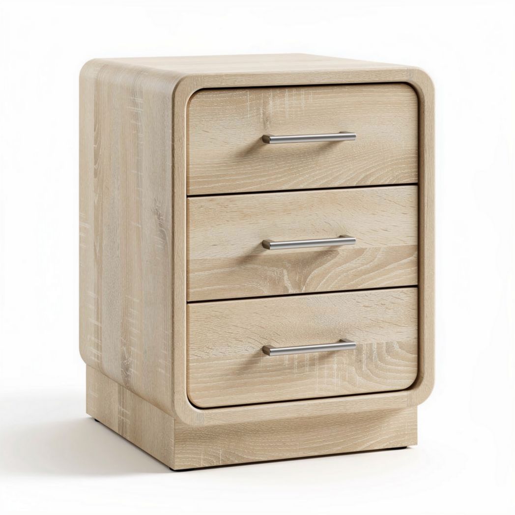 Comò in legno di faggio con tre cassetti color naturale 45 x 40 x 60cm