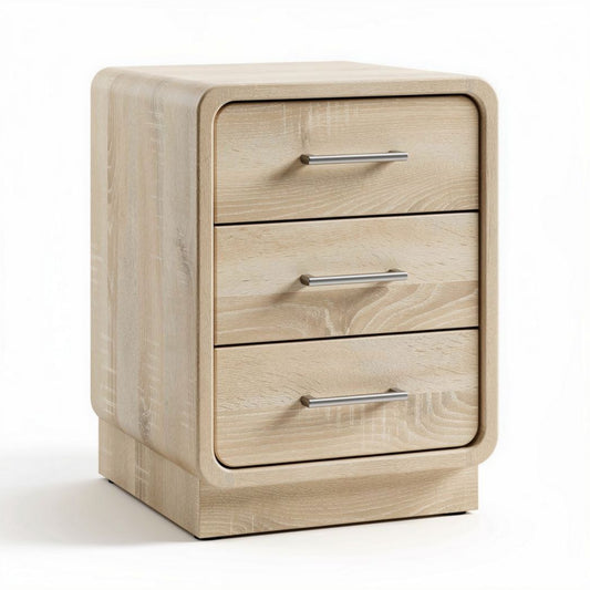 Comò in legno di faggio con tre cassetti color naturale 45 x 40 x 60cm