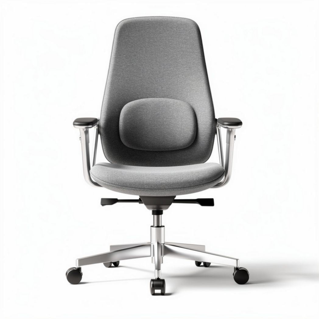 Sedia da ufficio ergonomica in tessuto grigio con base in metallo 50 x 60 x 100cm