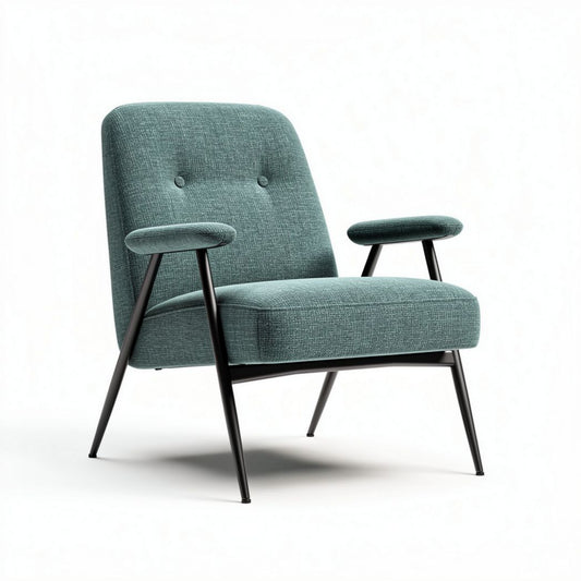 Poltrona moderna in tessuto verde con braccioli e struttura in metallo 70 x 75 x 80cm
