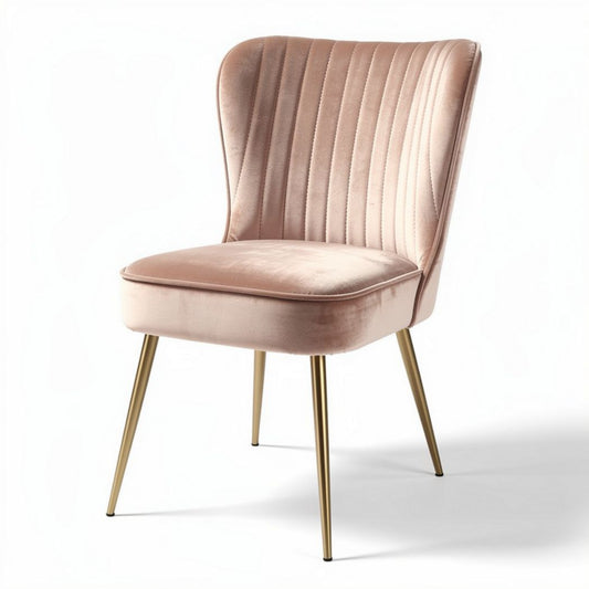 Sedia in velluto rosa con gambe in metallo dorato dimensioni 45 x 50 x 85cm