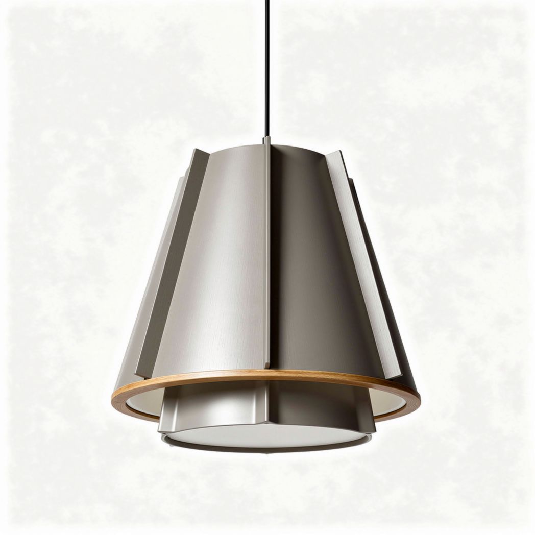 Lampada a sospensione in metallo con dettagli in legno dimensioni 30 x 30 x 25cm