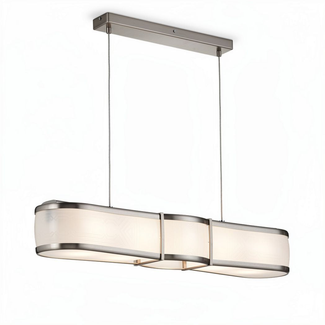 Lampadario moderno in metallo e vetro opalino 120 x 30 x 15cm per soggiorno