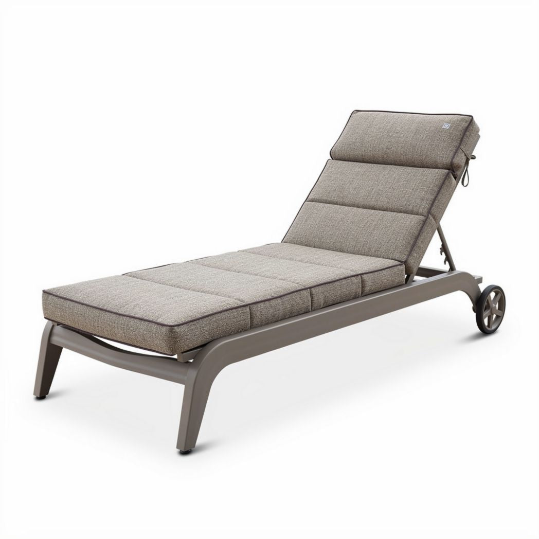 Sdraio da giardino regolabile in alluminio e tessuto grigio 200 x 70 x 35cm