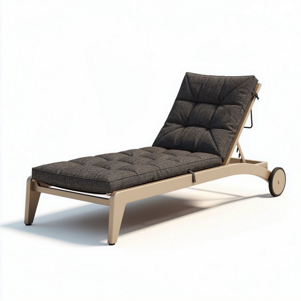 Lettino prendisole reclinabile in alluminio con cuscino marrone 200 x 70 x 30cm