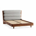 Letto in legno con testata imbottita in tessuto grigio 200 x 160 x 90cm