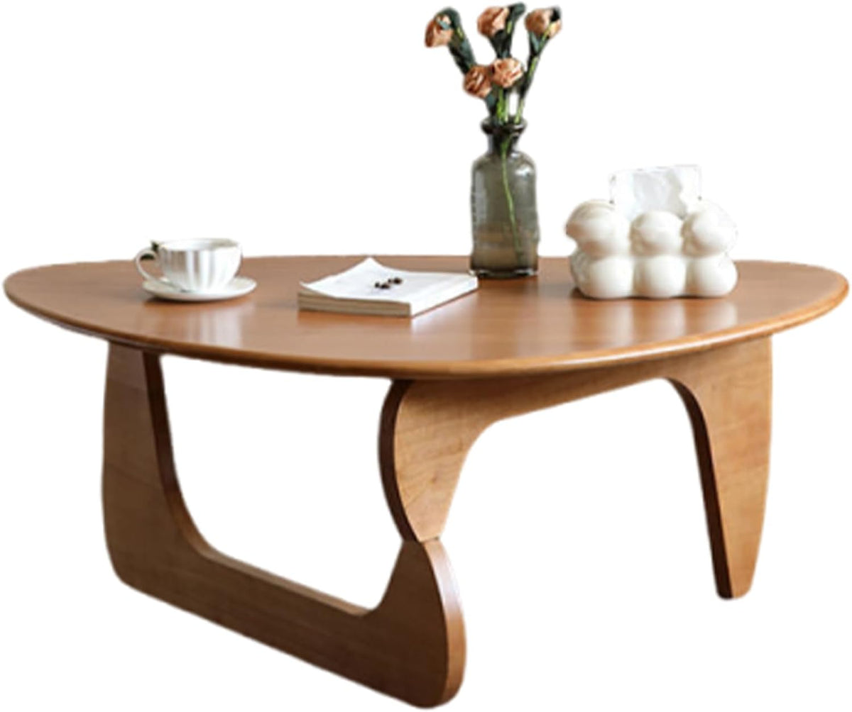 Tavolino triangolare dalla forma irregolare, dal design unico, realizzato in legno massello al 100%, adatto per soggiorni, balconi e soggiorni Cherry color 110cm