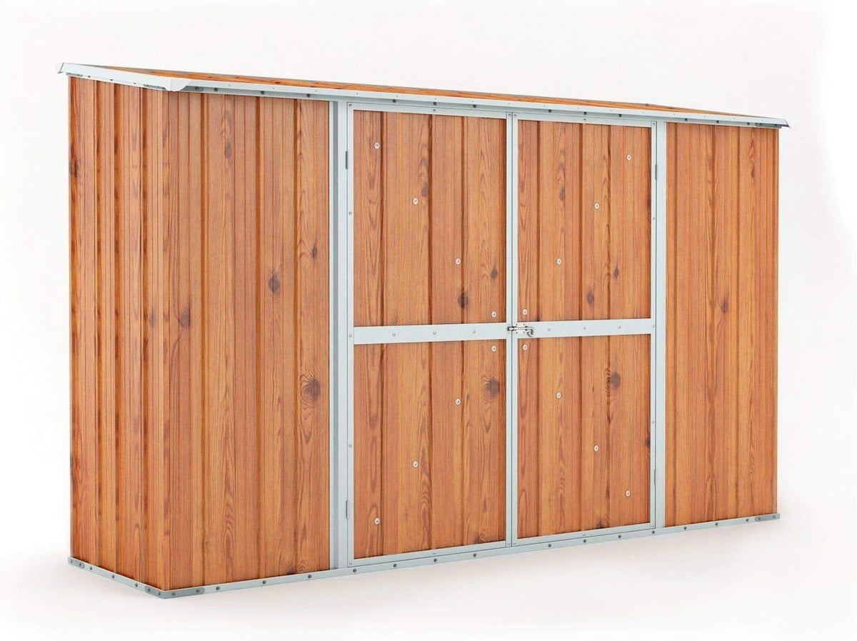 Notek Box in Acciaio Zincato Casetta da Giardino in Lamiera 3.07 x 1.00 m x h1.92 m - 67 kg – 3,07 Metri Quadri – Legno