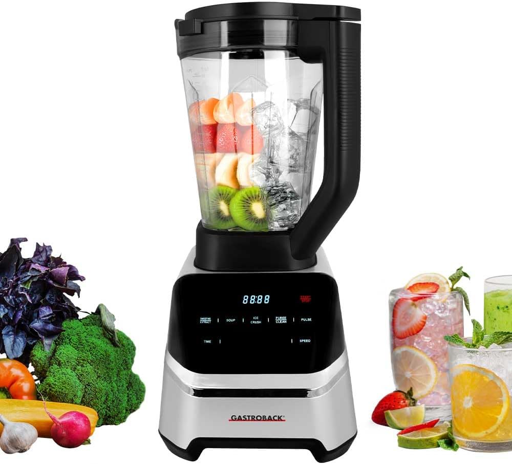GASTROBACK Frullatore ad alte prestazioni da 2000 W - 2 litri di serbatoio in tritan, 40.000 UPM, 7 programmi (zuppa, frullati, cubetti di ghiaccio) - frullatore professionale per frullati, processore