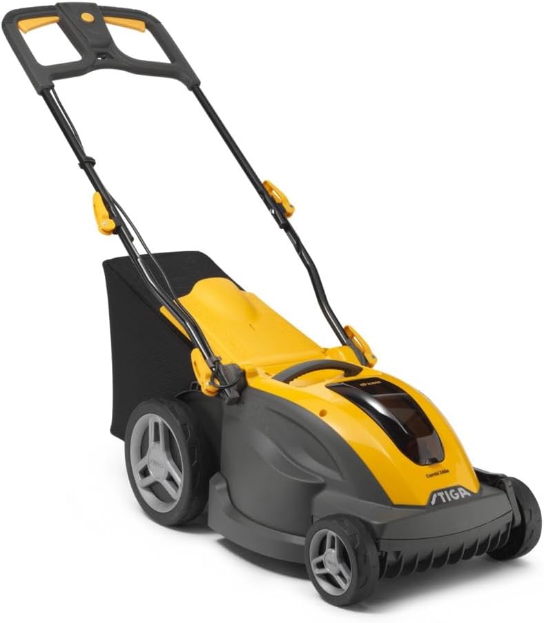 STIGA Combi 340e - Tosaerba a batteria con batteria, con caricatore, manico regolabile, impugnatura morbida, con S