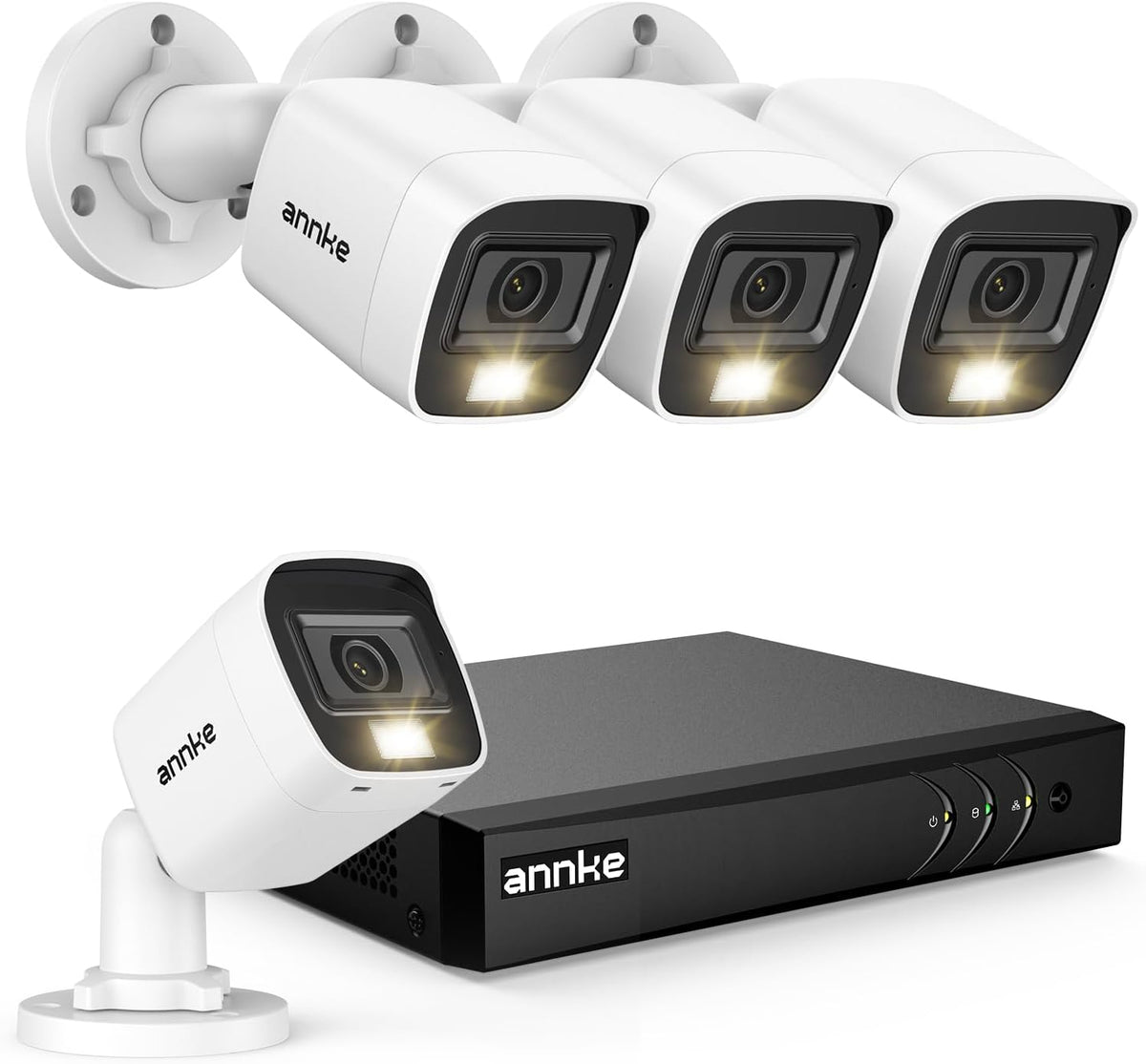 ANNKE 3K Lite 8CH DVR Sistema di Sicurezza CCTV con Riconoscimento Persone/Veicoli, 4x 1080P Telecamere Bullet Esterne con Doppia Luce Intelligente, Visione Notturna a Colori, IP67, senza HDD