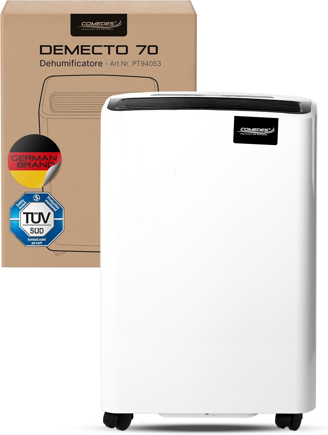 Deumidificatore Comedes Demecto 70 (max. 75 litri / 24h) Adatto per locali e cantine fino a 240m² / 550m³.