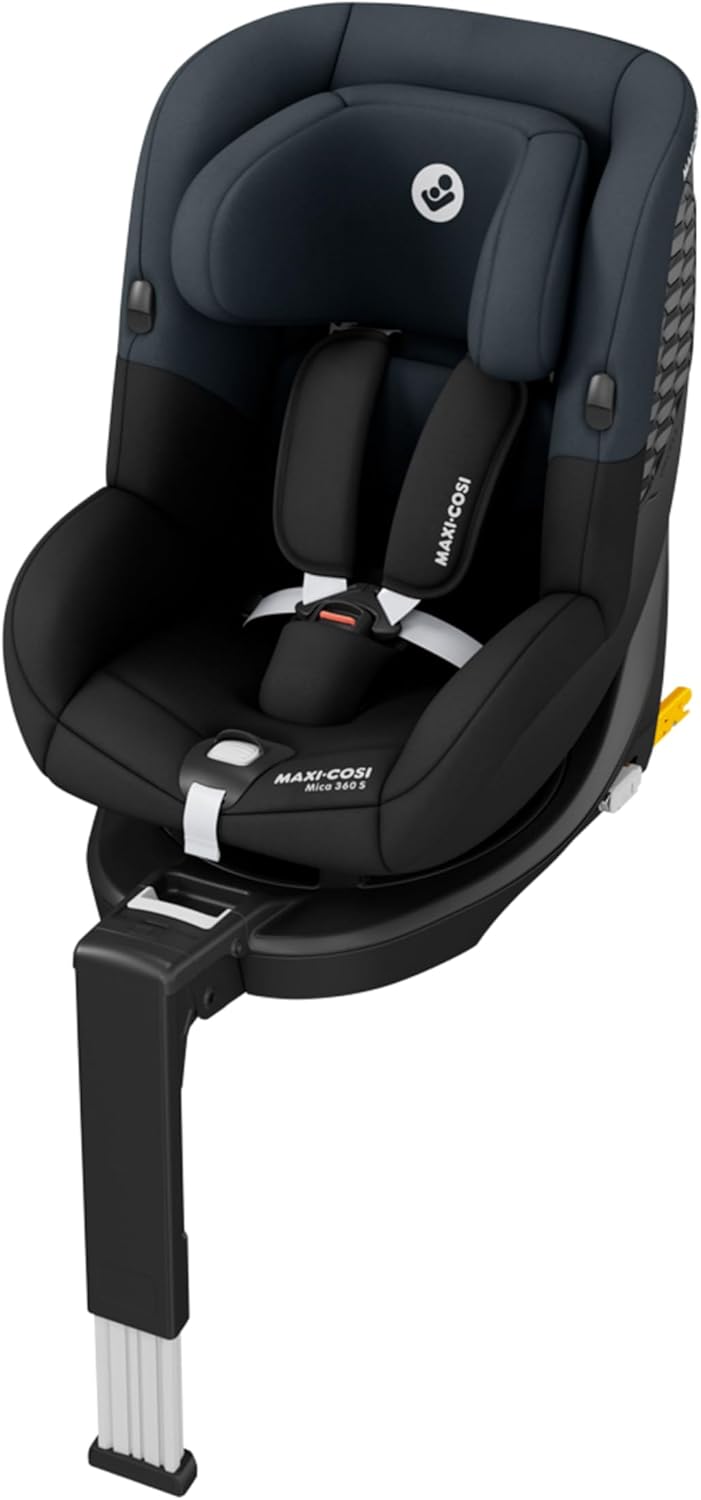Maxi-Cosi Mica 360 S, Seggiolino Auto Girevole 360, 3 Mesi-4 Anni (61-105 cm), Seggiolino Auto Isofix, Rotazione FlexiSpin, 5 Posizioni Reclinate, Protezione G-CELL, Ganci per Cinture, Tonal Black