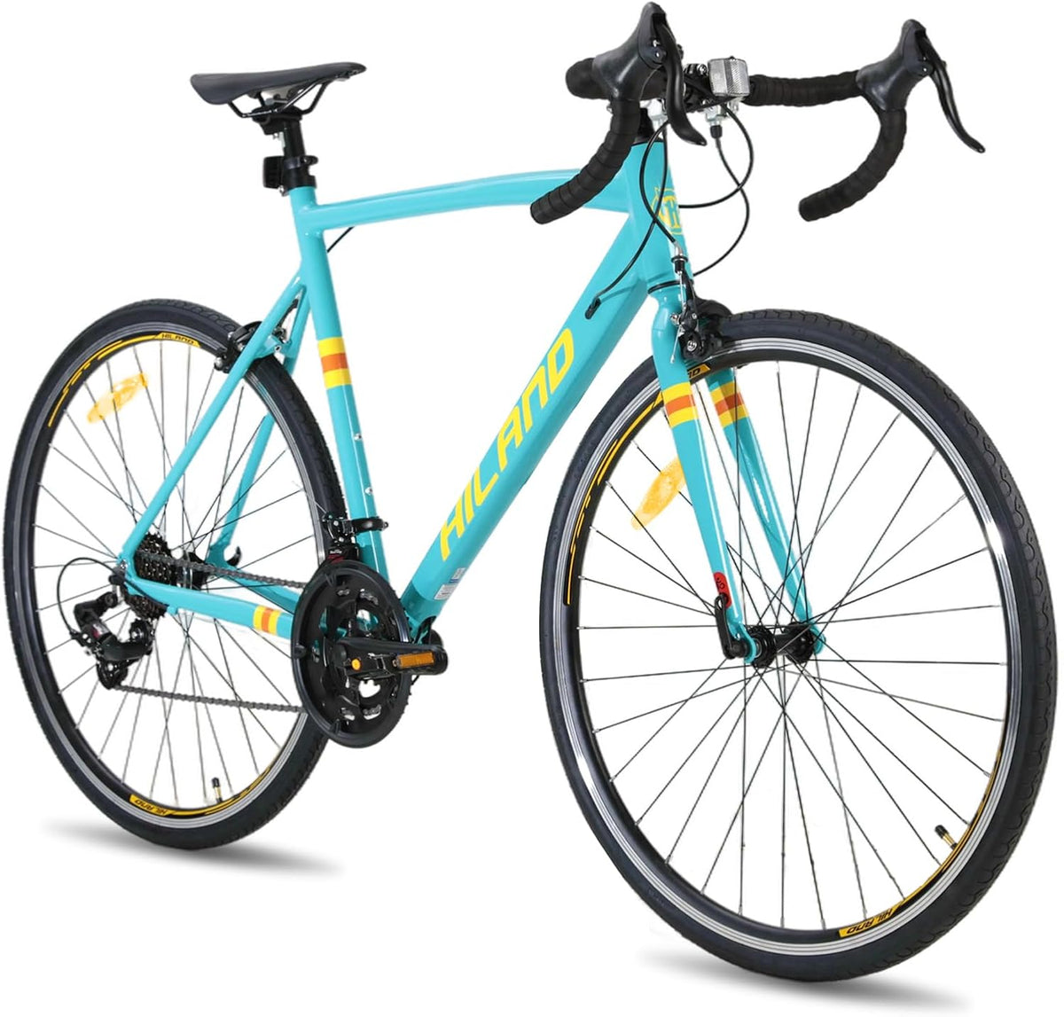 HILAND Daring Bici da Città e da Pendolare 28”, 14 Velocità, Telaio in Alluminio da 49/53/57 cm, 700C Bicicletta Stradale per Uomo e Donna, Freni Caliper, Nero/Rosso/Verde