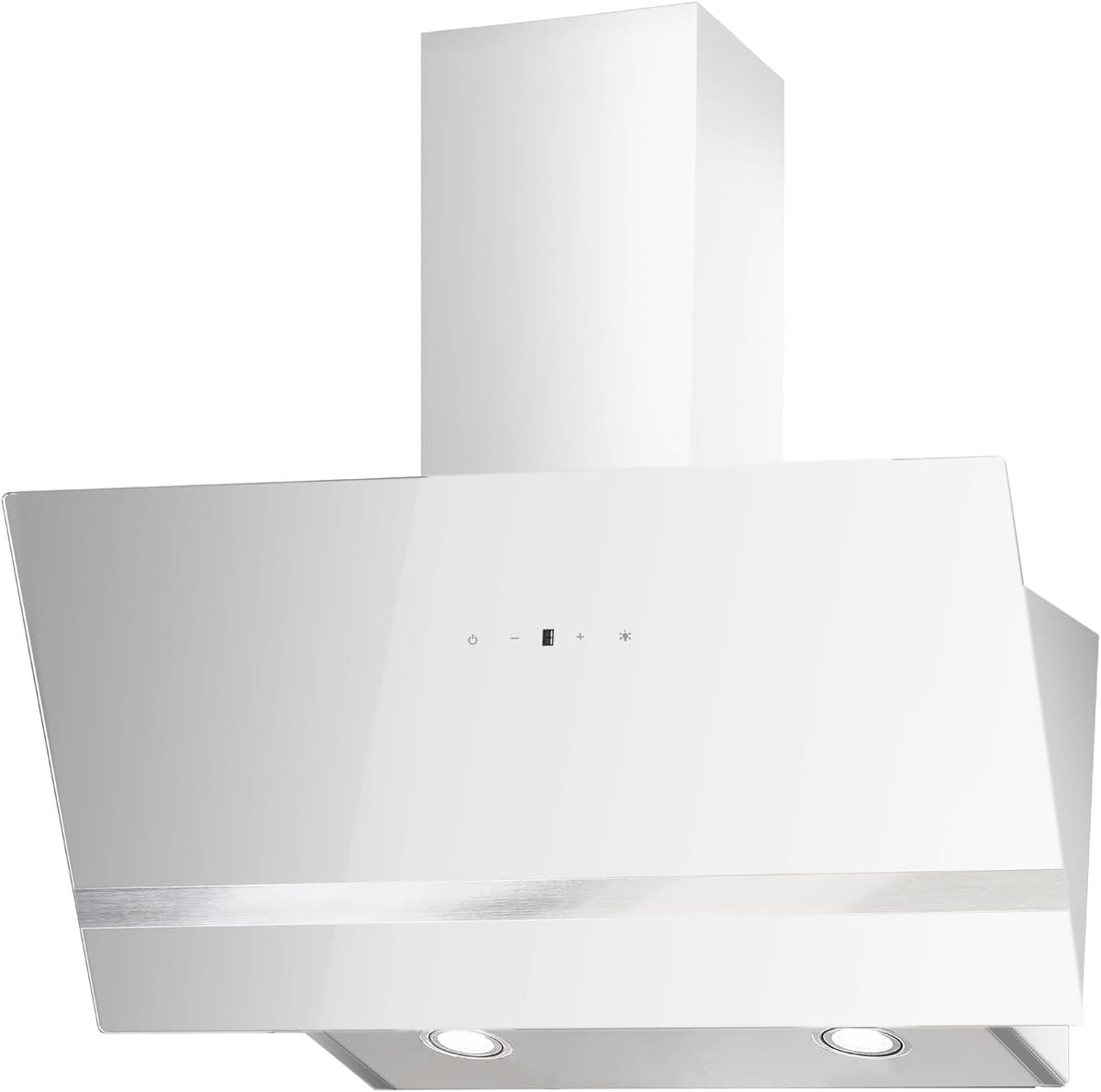 Respekta Cappa aspirante/cappa inclinata 80 cm/struttura in metallo bianco con pannello copriluce in vetro/funzione di espulsione e ricircolo dell'aria / CH24080WM / A / 52-63 dB