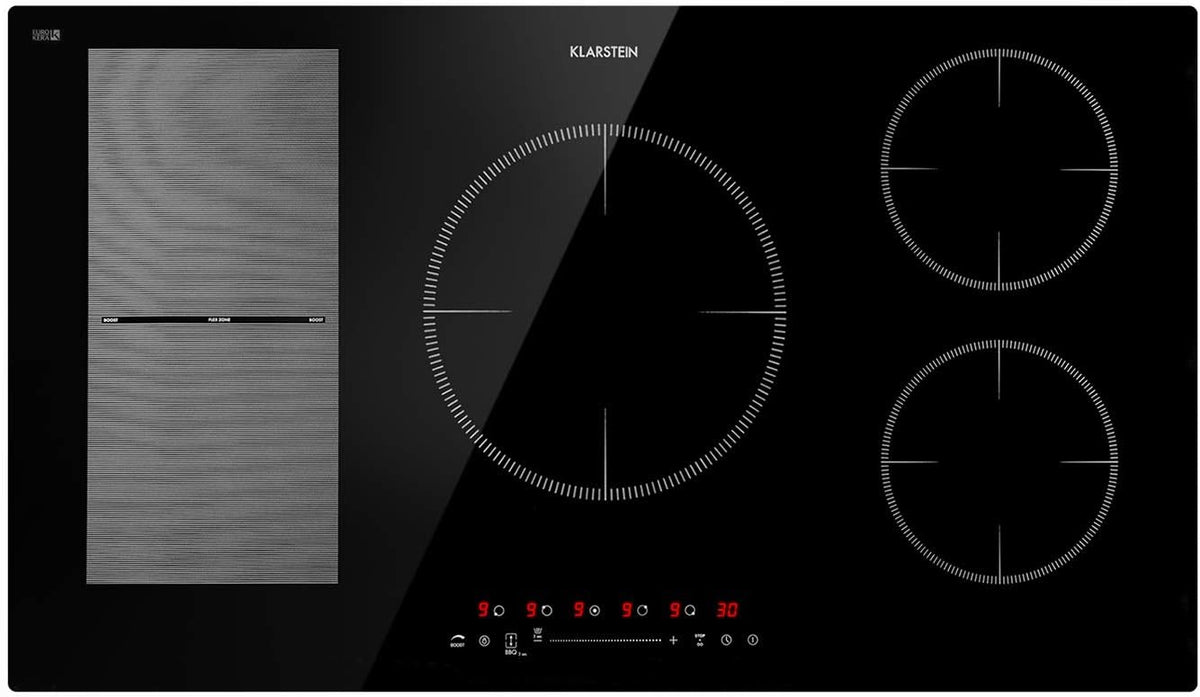 Klarstein Piastra ad Induzione a 5 Fuochi, Piano Cottura Professionale 9000W Integrata con Controllo Touch, Fornello a 5 Zone