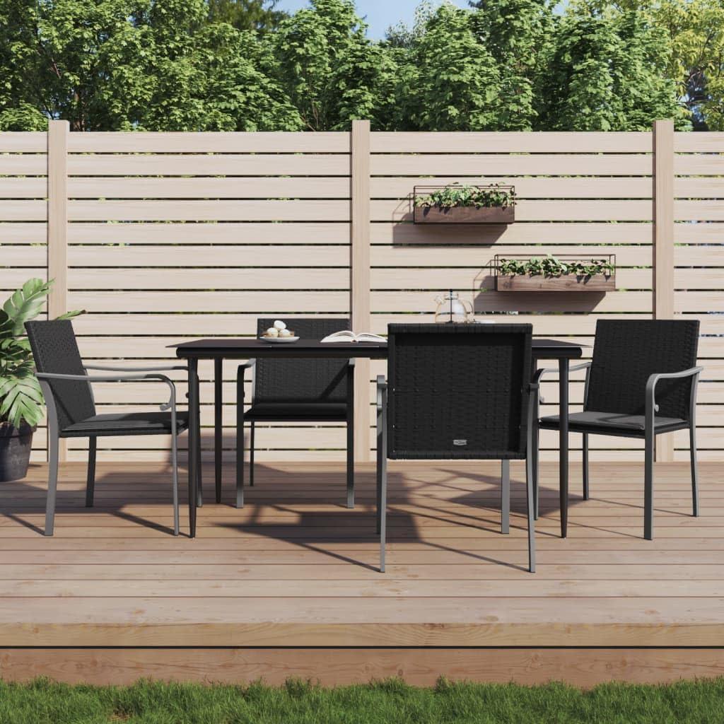 Set di mobili da giardino, 5 pezzi, con cuscino, in rattan e acciaio, per cortili, terrazze, balconi, bordi a piscina