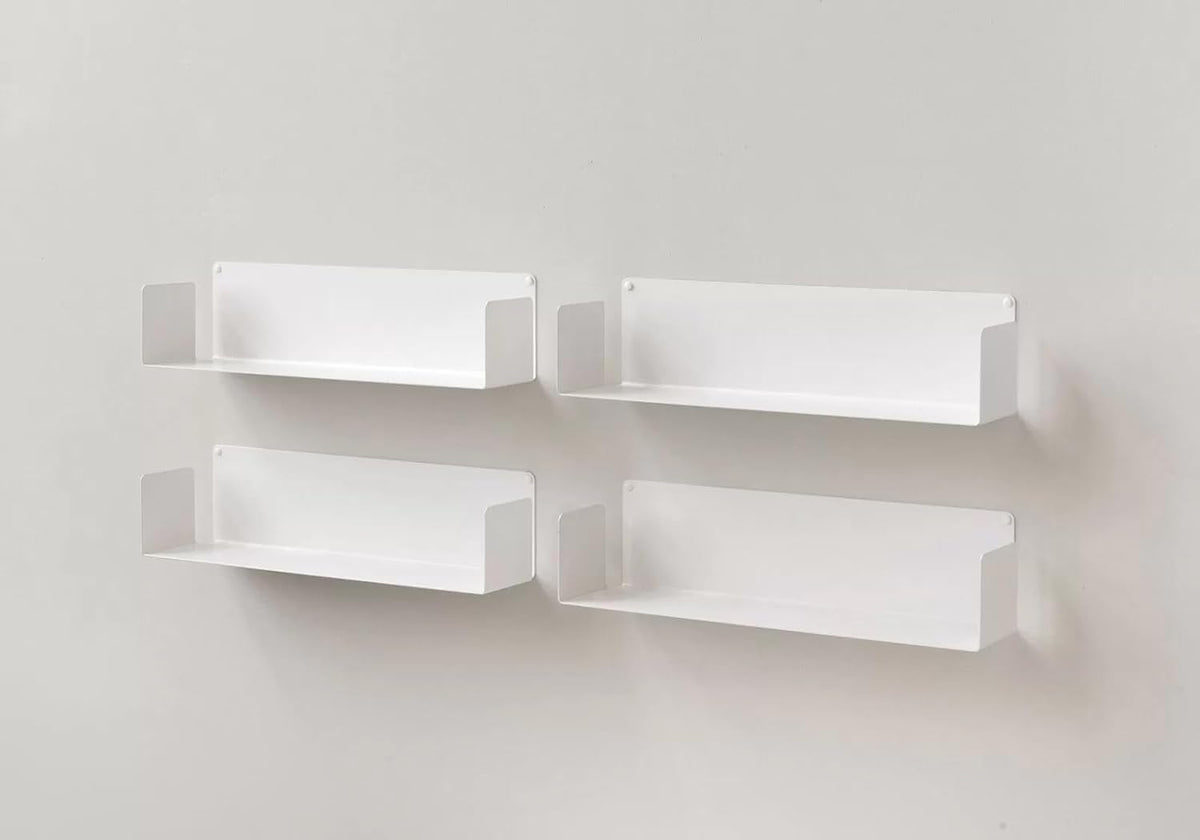 TEEbooks - 4 Mensole da Parete per Libri 60 cm | Design Invisibile  Minimalista | Libreria da parete | Made in Italy | Colore Bianco | Acciaio di Qualità | Facile da installare