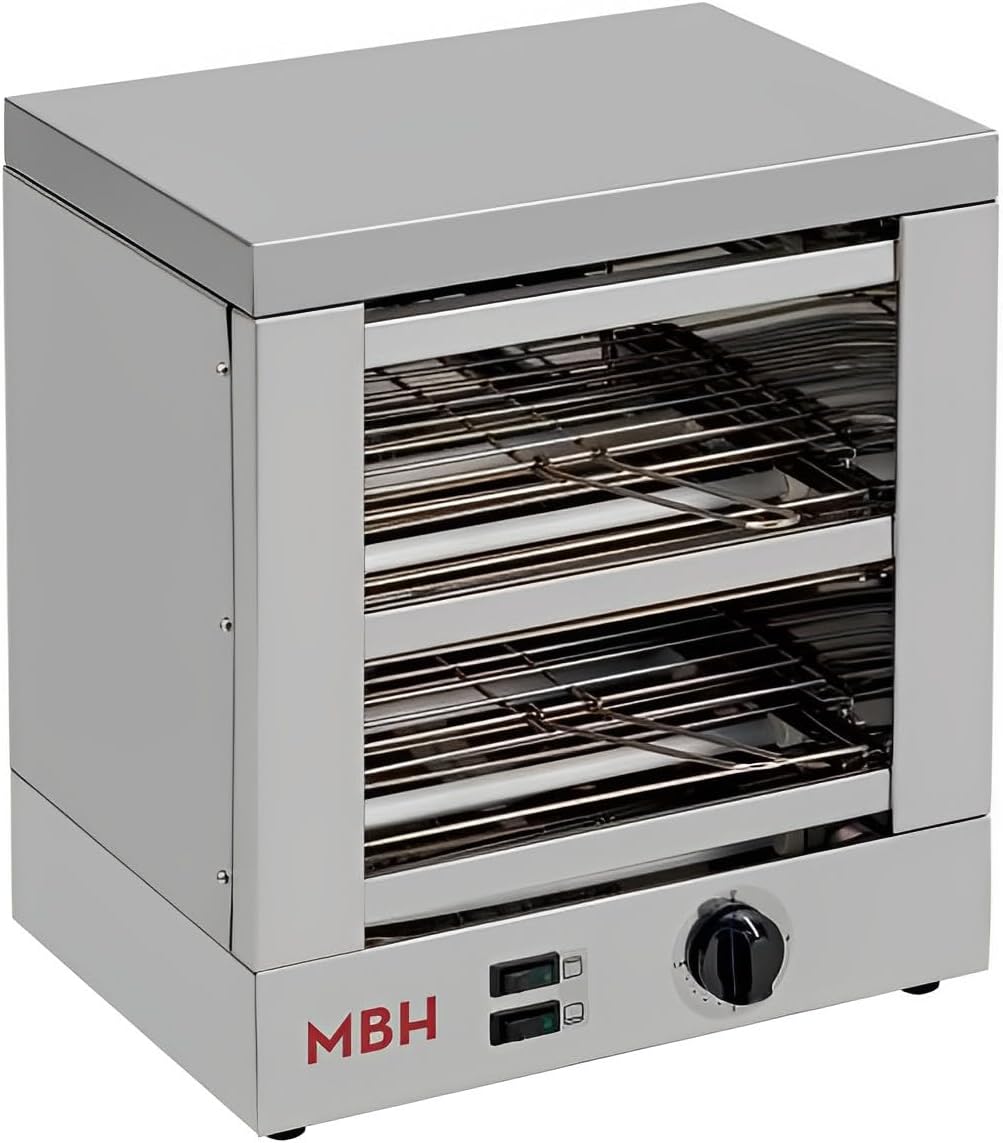 MBH - Tostapane Professionale 2 Piani INOX Elettrico Ristorazione. Forno tostapane industriale per Bar e Hotel.