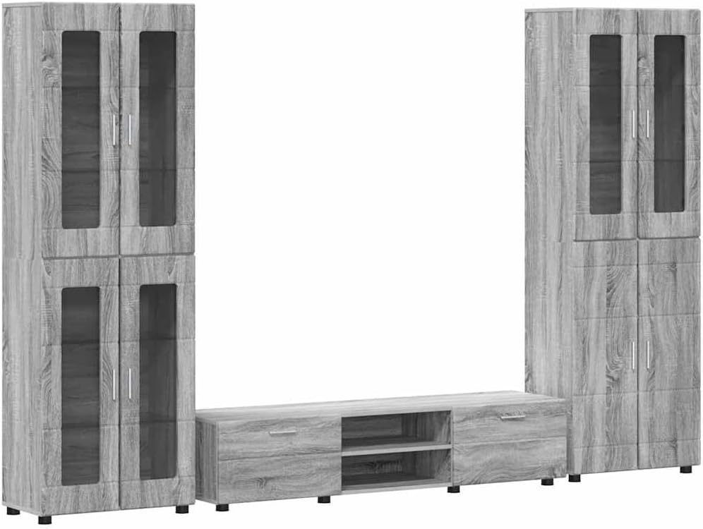 Generico Set Mobile TV con cassetto Grigio Sonoma Legno Multistrato,Mobili,Set di mobili,Set di mobili per Salotto,Grigio,126.02 kg,3398010