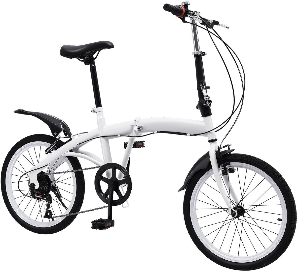 Bicicletta pieghevole da 20 pollici, per adulti, a 7 marce, da campeggio, da città, colore bianco, per uomini e donne, per città e campeggio