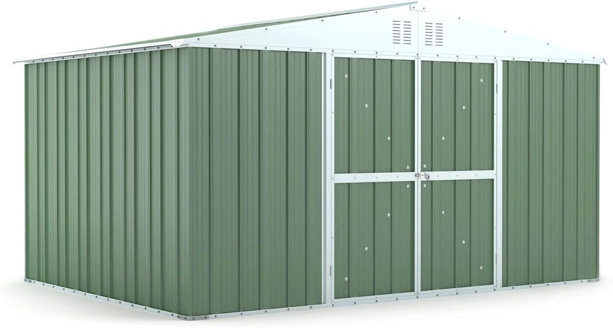 Box in Acciaio Zincato Casetta da Giardino in Lamiera 4.03 x 2.69 m x h2.17 m - 149 KG – 10.84 metri quadri (Verde)