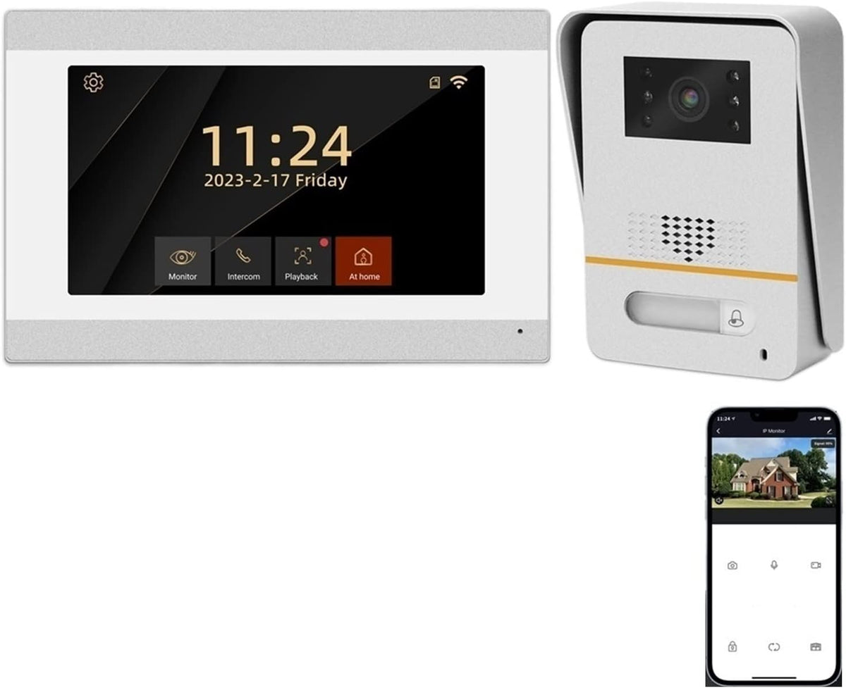 EDEDE Campanello Video Senza Fili, Videocitofono for Appartamento a 2 Fili Touch Screen da 7 Pollici 1080P Tuya Smart Campanello Talk Record